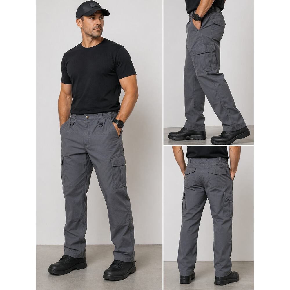 Men’s Tactical Cargo Pants 32x34 Gray Ripstop Taclite Durable Work Pants